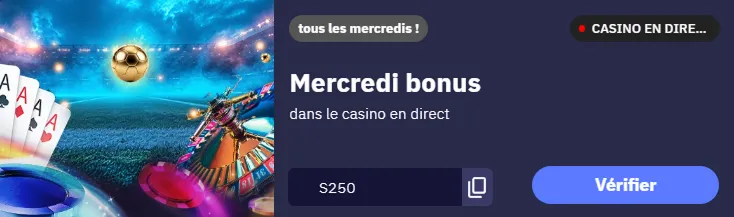 Mercredi bonus avec cartes, roulette et stade lumineux en fond