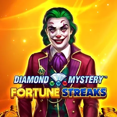 Diamond Mystery Fortune Streaks slot with a joker character on yellow background