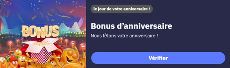 Bonus d’anniversaire avec boîte cadeau et emojis festifs